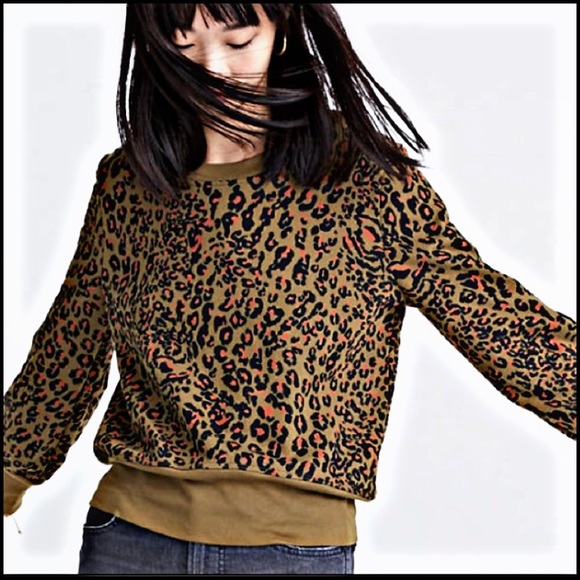 MADEWELL LEOPARD SWEATSHIRT IN JUNGLE CAT Sz MEDIUM - Picture 13 of 15